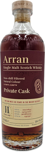 Arran 11yo 2012 Private Cask Han van Wees 60th Anniversary 70cl 59,1%-2