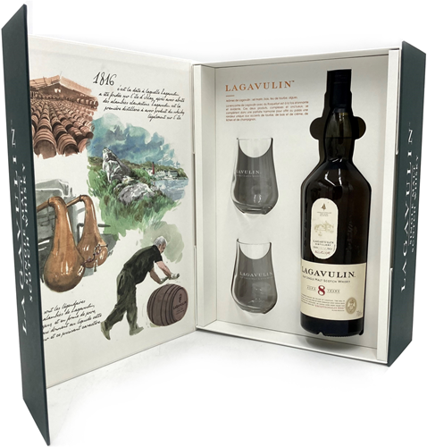 Lagavulin 8 Years 43% + 2 glasses in doos