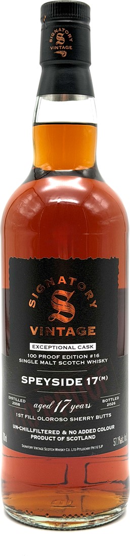 Speyside (M) 17yo 2008 Signatory Vintage Exceptional Cask 100